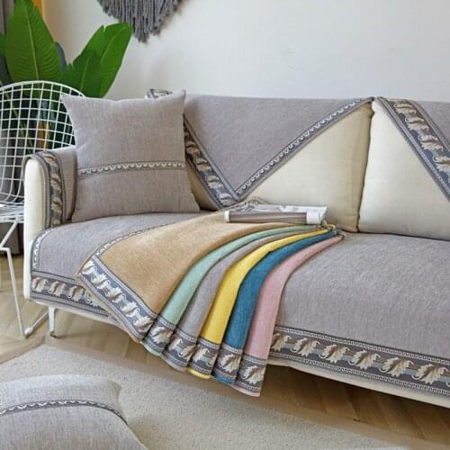 Chenille Sofa cushion sofa cover 2019 new four seasons universal fabric living room non-slip cushion full bag back towel Nordic