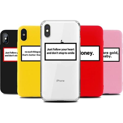 Phone Case for IPhone 6s 7 8 11 12 Mini Plus Pro X XS MAX XR SE Funny Letter Cases Soft Silicone Fitted Back Accessories Covers