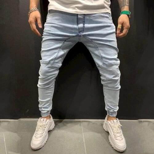 Hot Sale Simple Splicing Straight Jeans Fashion Low Waist Mens Casual Jeans Pants Boyfriend Jeans Streetwear Men Black Pants