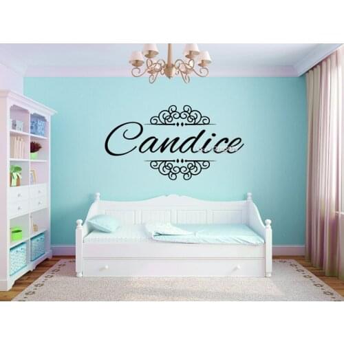 Elegant Ornamental Scroll Wall Stickers Personalized Name Monogram Girls Bedroom Vinyl Removable Wall Decal Home Decor SA600