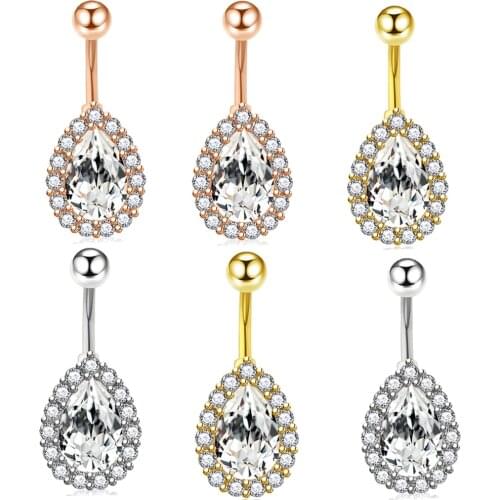 Surgical Steel Flower Belly Button Ring 14G crystal Belly Ring Body Piercing Sexy Navel Piercing Ring Belly Bar Navel Jewelry