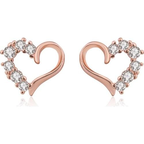 925 Sterling Silver Woman Stud Earrings heart Earings Trend Piercing Small Crystal Vintage Ear Cuffs For Party Womens Jewelry