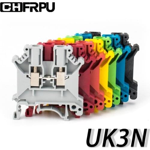 10Pcs Din Rail Terminal Block UK-3N Connductor Universal Class Screw Wire Connector Strips Disassemble assembly