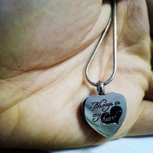 KLHB1 Always in My Heart Memorial Urn Necklace Ashes Keepsake Pendant for My Love Human/Pet Keepsakes