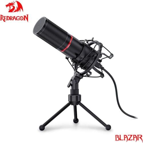 Redragon Blazar Omni USB Condenser Recording Microphone Tripod For Compute PC Cardioid Studio Recording Vocals Voice Over GM300