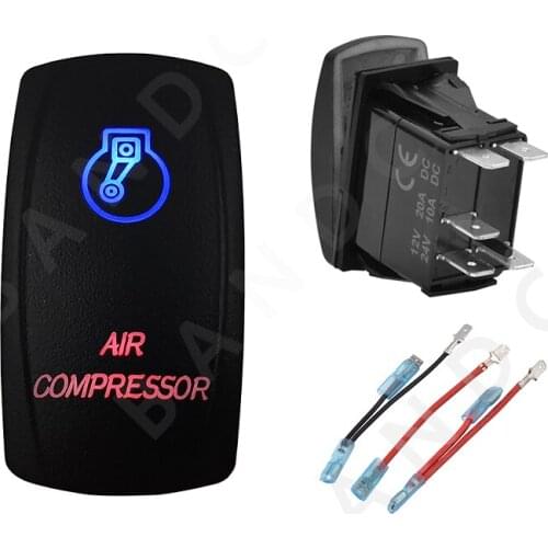 Car Boat AIR COMPRESSOR Rocker Switch 5P SPST Blue&Red Leds ON-OFF for ARB RV Camping Accessories，Car Tuning Parts，Jumper Wires