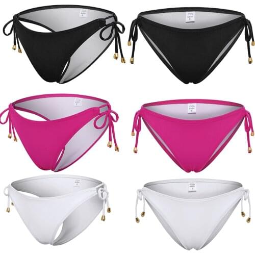 Summer Bikini Bottoms G-string Women Side Tie Bikini Swim Bottom Briefs Beach Thong Bathing Suit Briefs
