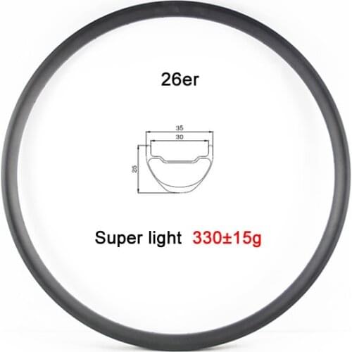 LIENGU 330g 26er MTB XC tubeless clincher 35mm carbon rim UD matte glossy cross country mountain bicycle 26 rim T700 T800