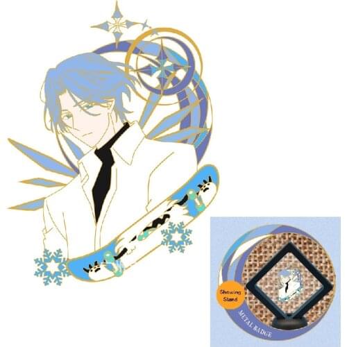 Anime SK8 the Infinity Langa Metal Badge with Showing Stand LANGA Delicate Collectible Grade Badge Butterfly Clasp Size 6*4.4cm