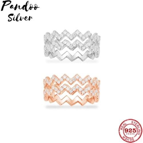Fashion Charm Sterling Silver Copy 1:1 Replica,Silver 2-Line Up And Down Ring Women 2021 Jewelry Gift With Logo