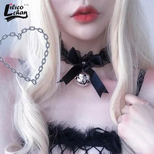 Fashion Kawaii Lolita Lace Floral Jingle Bell Choker sex accessories Handcrafted Ribbon Bow Bowknot Collar Necklace Neckband