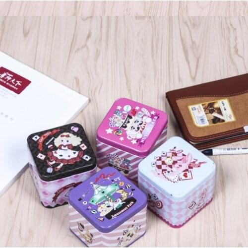 Cartoon candy box rubber band cosmetic storage box organizer square tin box Christmas wedding candy box tea organizer