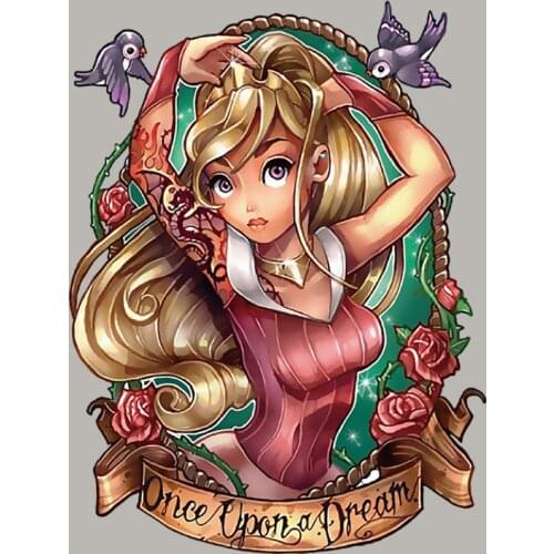 Cartoon Princess Thermal Patches Diy Stripe Thermal Transfer A-Level Washable Thermal Sticker Patch Heat Print On Girl T-Shirt