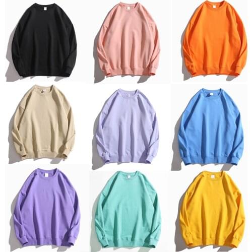 KANNISAK Oversize Sweatshirts for Men /women Cotton Solid Harajuku Style Pullovers Japanese Streetwear Casual Autumn Outerwear