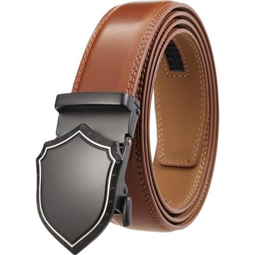 Mens Ratchet Belt with Automatic Buckle Fashion Male Waistband black\brown Length:110-130cm,Width:3.5cm