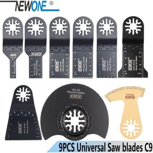 NEWONE 9pcs/set C9 HCS/Japan-tooth/Bi-metal Oscillating Tool Multi-function tool saw blades for wood/metal/plastic/tail cutting
