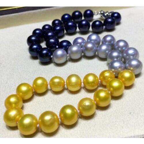 Charming 10-11mm natural Multi-Color pearl necklace 50"