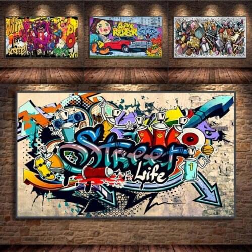 Cartoon Graffiti Canvas Art Banner Painting Abstract Wall Posters and Prints for Living Room Home Decoration Pictures Canvas Art
