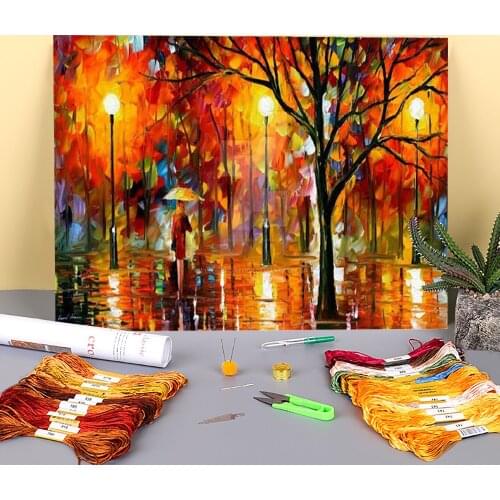 Melting Beauty Printed Fabric 11CT Cross Stitch DIY Embroidery Patterns DMC Threads Sewing Handicraft Hobby Handiwork Decor