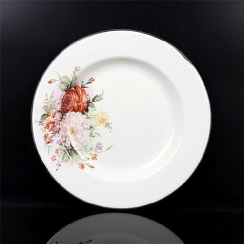 Rose Fish Solid Color Thicken Kitchen Porcelain Enamel Plates Fruit Disc Round House Snack Dessert Plate Kitchen Accessories