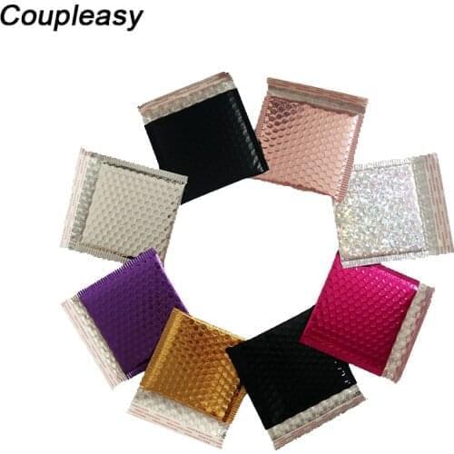 50Pcs Shipping Bag With Bubble Silver Gold Plastic Bubble Mailers Padded Postal Mailing Bags Waterproof Bubble Envelope 15x13cm