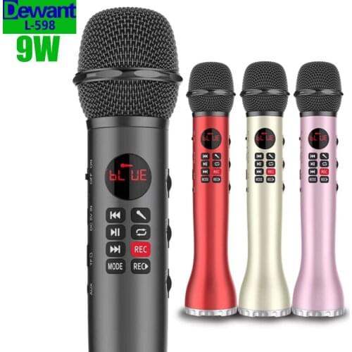 Free shipping L-598 9W portable dynamic wireless Bluetooth karaoke mobile microphone speaker with MP3 player and voice recorder