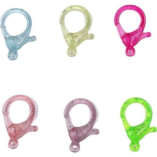30Pcs/lot 25mm Candy Colors Transparent Plastic Lobster Clasps Hooks Connectors for DIY Braclet Necklace Jewlery Making Findings