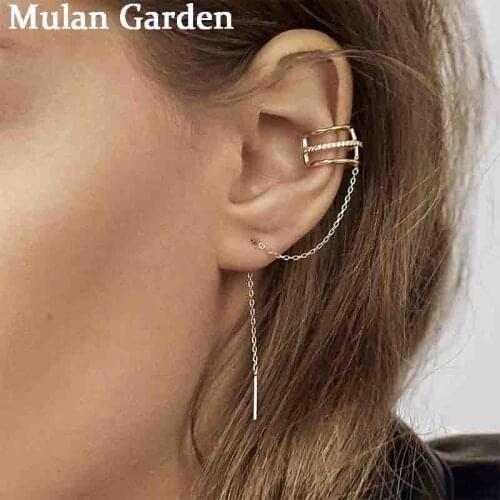 M&G Climber Earrings for Women Gold Chain Ear Line Small Lightning Metal Cute Jewelry Zircon Huggies Simple Chunky Hoop Earring