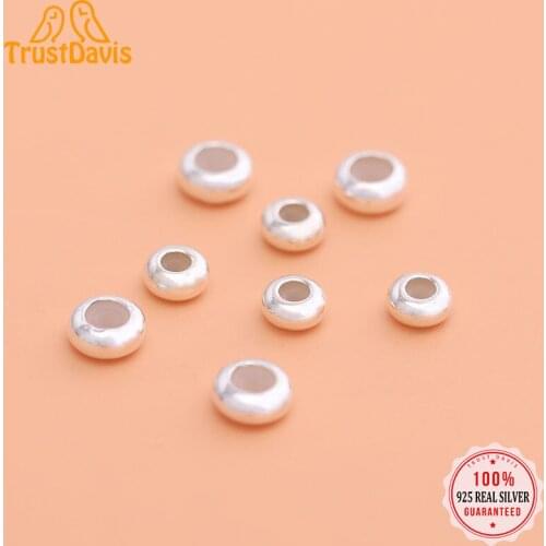 TrustDavis Real 925 Sterling Silver Silicone Beads Charm For Making Bracelet Necklace Handmade DIY Accessories Jewelry HY060
