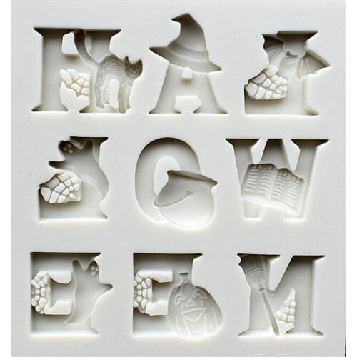 Halloween Letters Silicone Molds Christmas Fondant Cake Decorating Tools Gumpaste Chocolate Moulds Kitchen Baking SQ17189