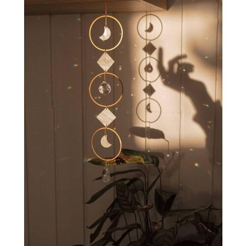 Shell Moon Phase Suncatcher Prism | Light Catcher | Rainbow Maker | Window Hanging | Moon love | Goth Sun Catcher Crystal Boho