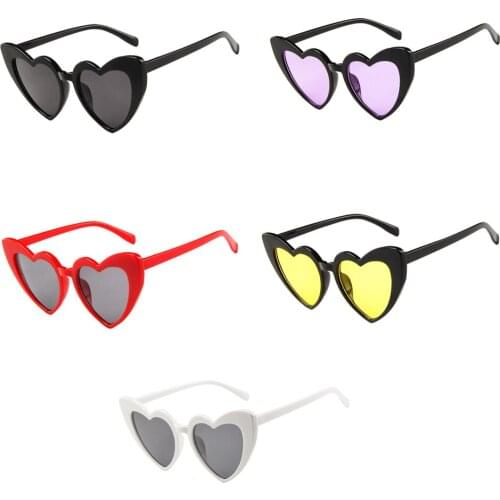 Peach Heart Sunglasses Women Fashion Anti-UV Goggles Plastic Frame Eye Protection Glasses