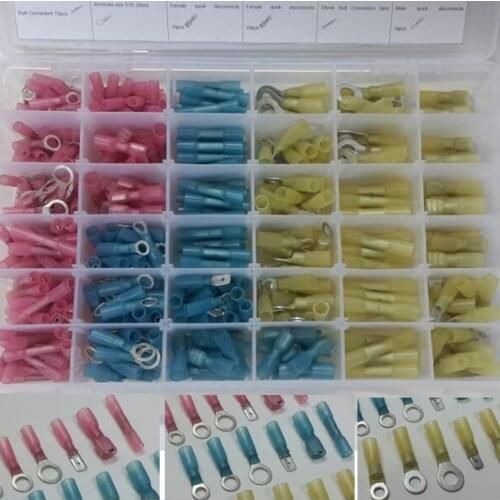 400 Pcs Heat Shrink Wire Connectors Insulated Terminal Assortments Automative Marine Kit