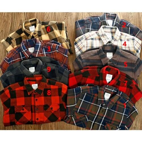 Autumn and Winter American Retro Thickened Plaid Shirt Thin Coat Mens Fashion Pure Cotton Washed Loose Casual Couple Blouses