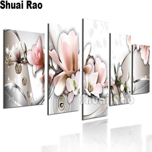 Gorgeous lily Flower diamont painting new full square drill 5 panel Diamond Embroidery 3d puzzle diamond painting for wall decor