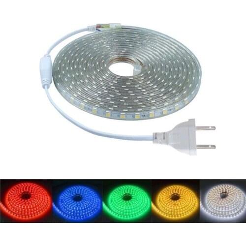 1M LED String Light 220V SMD5050 High-voltage s IP67 Waterproof LED Strip Light Wedding Party Festivals Decor Lights EU Plug