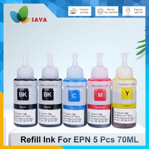 5bottles Dye Based Refill Inkfor Epson L200 L1800 L355L300 L3150 L110 L380 L220 L395 L2540 L565 L550 L486 L455 L386 L382 2BK1CMY