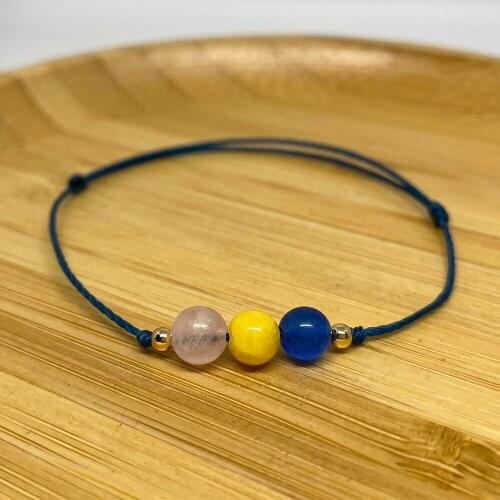 Women Blue Agate Bracelets Pink Crystal Natural Stones Beads Decoration Handmade Minimalist Adjustable String Jewelry Gift