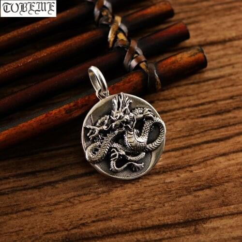 100% 925 Silver Oriental Lucky Beasts Pendant 925 Sterling Fengshui Animal Pendant Good Luck Amulet Power Dragon Pendant