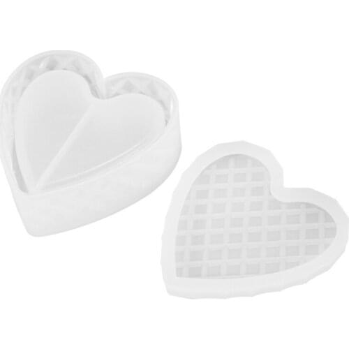 2Pcs Diy Crystal Epoxy Mold Storage Box Mold Heart-Shaped Cut Surface Jewelry Gift Box Silicone Mold