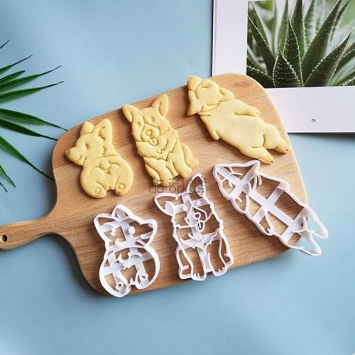3Pcs/Set Cookie Cutters Mold Cute Corgi Dog Shaped Biscuit Baking Tool Bakeware Cookie Cutter Pastry and Bakery Accessories