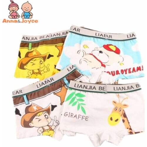 4Pc/lot Childrens Cotton Underwear Boy Cartoon Boxer Panties Baby Boys Underpants Giraffe Animal Pattern Boxer Suit 2-10years