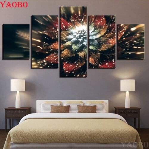 5D DIY Diamond Painting Abstract flower Full Square Round Diamond Cross Stitch Diamond Embroidery Mosaic 5pcs set Home Decor