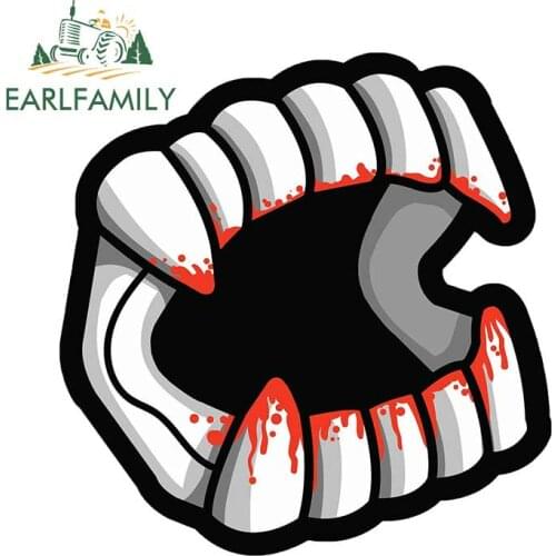 EARLFAMILY 13cm x 12.6cm for vampire teeth Camper car Stickers Vinyl material Anime waterproof Scratch-proof Vehicle Decal