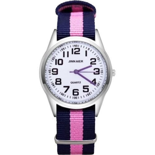 Cartoon Arabic numerals style Watches Womens Girls Students Boys Children Nylon Strap Quartz Wrist Watch JC112