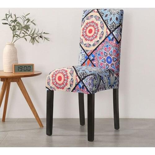 Bohemian Style Chair Cover Home Dining Elastic Chair Covers Elastic Cloth Universal Stretch Anti-dirty Removable