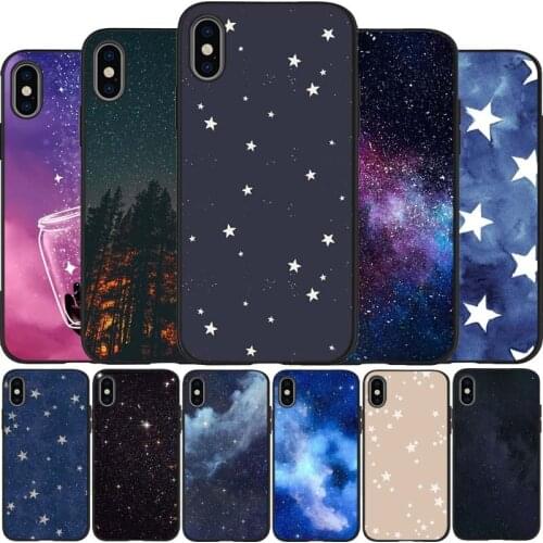 Stars in the night sky black Silicone Phone Case For iPhone 12 XR XS Max 5 5S SE 2020 6 6S 7 8 PLUS X 11Pro Max 11 luxury Cover