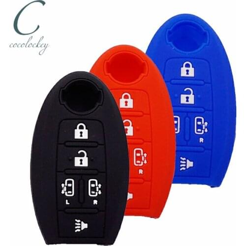 Cocolockey Silicone Car Key Case for Nissan Jdm E51 Elgrand Smart Key 5 Button Key Cover Case for 2004-2011 Car