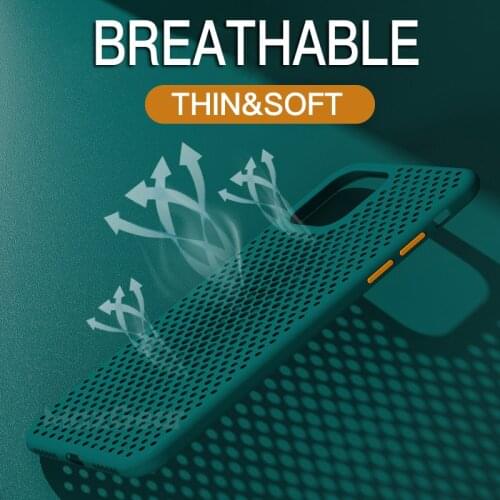 Breathable Hollow Case For iPhone 11 Pro max iPhone SE 2020 X XS MAX XR 8 7 6 6s Plus Cases Soft Silicone Heat Dissipation Cover