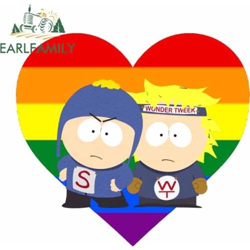 EARLFAMILY 13cm x 12.1cm for Rainbow Love Wonder Tweek Car Sticker Cartoon Scratch-proof Decal Refrigerator VAN Vinyl Car Wrap